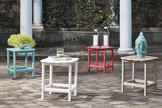 Signature Design by Ashley Sundown Treasure Outdoor Patio HDPE Weather Resistant End Table, Blue