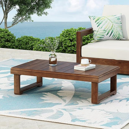 Christopher Knight Home Westchester Rectangular Outdoor Coffee Table, Slat Panel Side Table, Acacia Wood Side Desk for Backyard Balcony Garden, Weather Resistant Patio Tea Table, Mocha