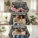 IRONCK 2 Person Egg Chair Indoor Outdoor, Double Lounge Chair, Update Frame, Cushions and Headrests - Photo 5