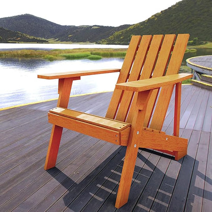 Eyely PTA1001A Spencer Outdoor Patio Modern Acacia Wood Adirondack Chair, Light Brown for Mid-Century, Classic, Modern, Cottage, Farmhouse, Rustic