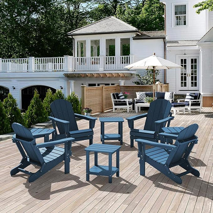 SERWALL Adirondack Table Set of 4, Outdoor Side Table- Blue