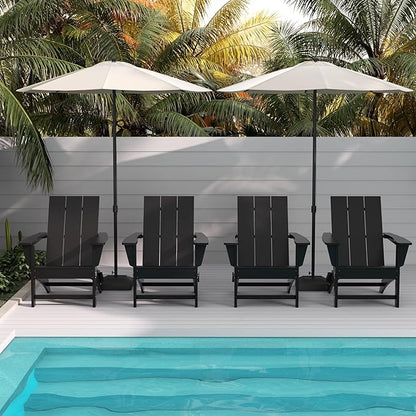 WestinTrends Ashore Modern Outdoor Folding Adirondack Chair (Set of 4), Black