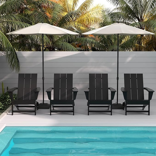 WestinTrends Ashore Modern Outdoor Folding Adirondack Chair (Set of 4), Black