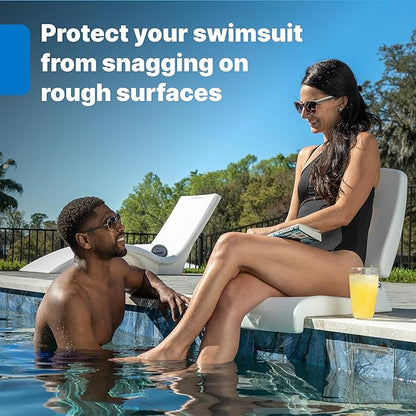 Step2 Vero Pool Lounger and Folding Adult Flip Seat Bundle, Outdoor/Indoor Waterproof Patio Furniture, Provides Back Support When Sitting, Made of Durable Plastic, White/Capri Blue