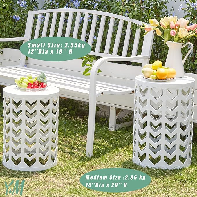 Y&M Set of 3 Metal Round Coffee Table, Side Table End Table for Indoor Outdoor Multifunctional Use - Photo 4