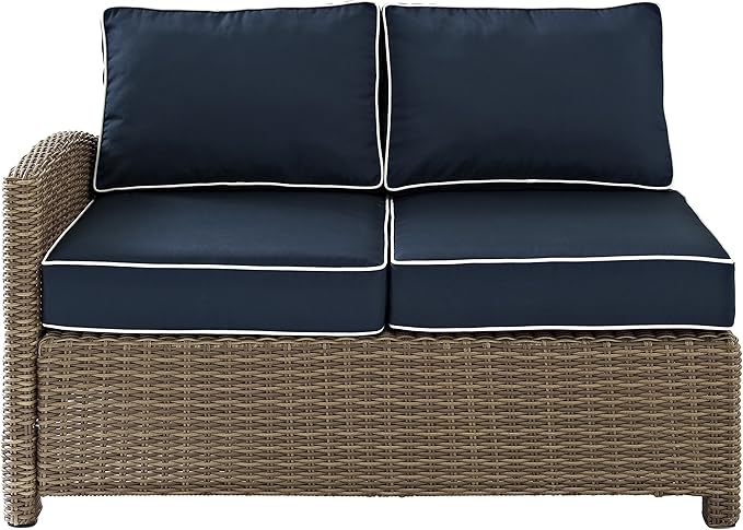Crosley Furniture Bradenton Outdoor Sectional Left Side Loveseat, 2-Person Wicker Patio Couch for Deck - Photo 3