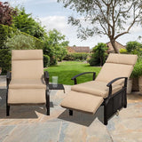 Domi Adjustable Patio Recliner Chair Metal Outdoor Lounge Chair with Flip Table Push Back, Adjustable Angle - Photo 3