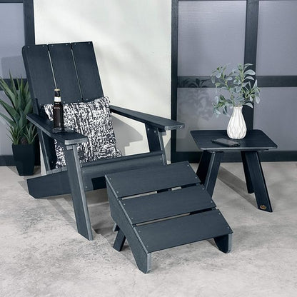 Highwood Italica Modern Adirondack Chair, Ottoman, and Side Table, 3-Piece Set, Federal Blue