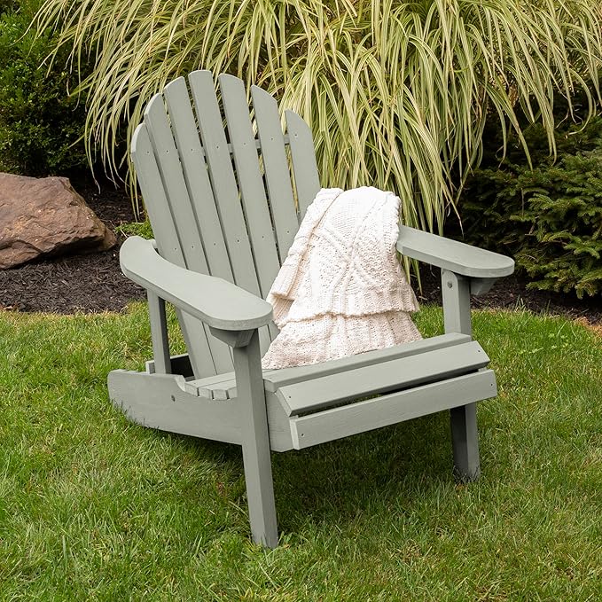 Highwood Hamilton Made in The USA Folding and Reclining Adirondack Chair, Adult Size, Eucalyptus