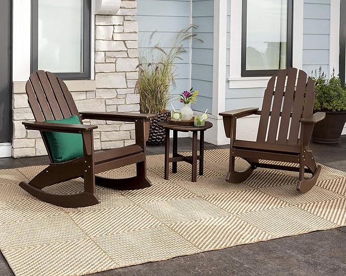 POLYWOOD Vineyard 3-Piece Adirondack Rocking Chair Set with Side Table - Premium HDPE Outdoor Furniture for Patio, Porch & Garden - Fade-Resistant All-Season Rockers - Multiple Colors Available