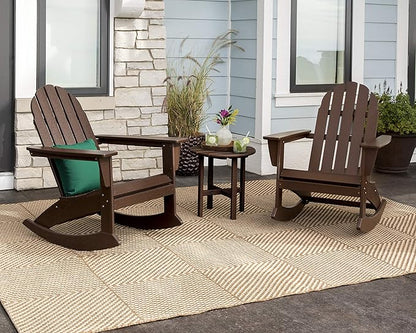 POLYWOOD Vineyard 3-Piece Adirondack Rocking Chair Set, Outdoor Patio Furniture with Side Table, Recycled Plastic, Fade-Proof Front Porch Rockers for Adults, Slate Grey