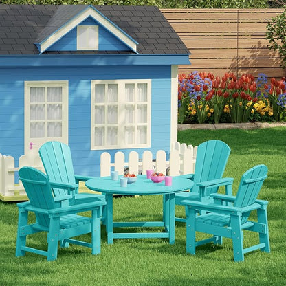 Costaelm Kids Lawn Chair, Toddler Outdoor Chair Kids Patio Furniture and Outdoor Children Picnic Activity Modern Adirondack Chairs for Garden, Patio, Backyard & Beach, Turquoise