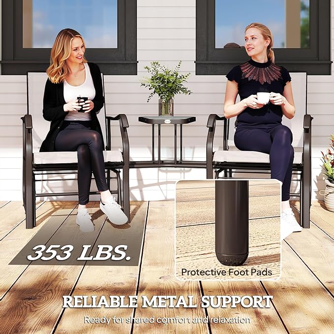 Outsunny Outdoor Glider Chairs with Coffee Table - Photo 7