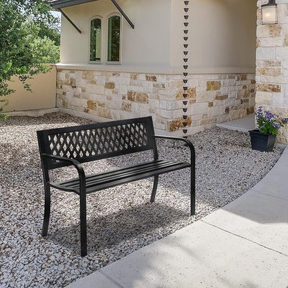 JHshop 47 Inches Outdoor Garden Bench, Patio Park Bench,Porch Bench for Lawn Garden Yard,Outdoor Furniture Porch Chair, Bench Chair 120 x 52 x 76cm