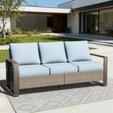 75" Patio Metal Wicker Sofa, All Weather Outdoor Rattan 3-Seat Sofa Couch with Premium Cushions & Rectangular Framed - Photo 8