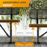 Heavy-Duty Outdoor Metal Bench, Thermoplastic-Coated, Surface, Weatherproof, Commercial-Grade for Parks, Gardens, Patios - Photo 5