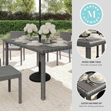 Martha Stewart Bedford 62" Indoor-Outdoor Patio Table with Faux Wood Top and Rattan Wicker Finish in Gray - Photo 6