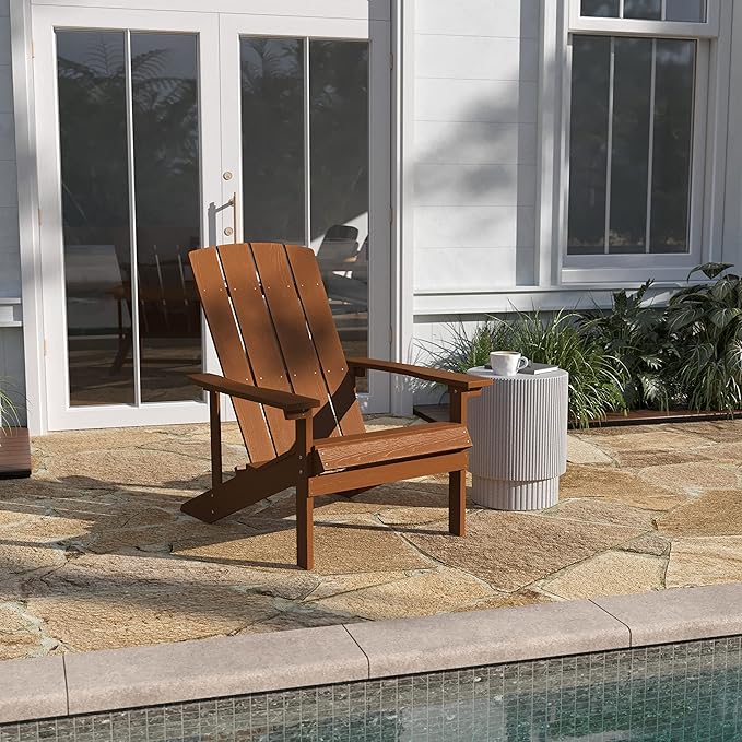 Taylor & Logan Charlestown All-Weather Poly Resin Wood Adirondack Chair in Teak