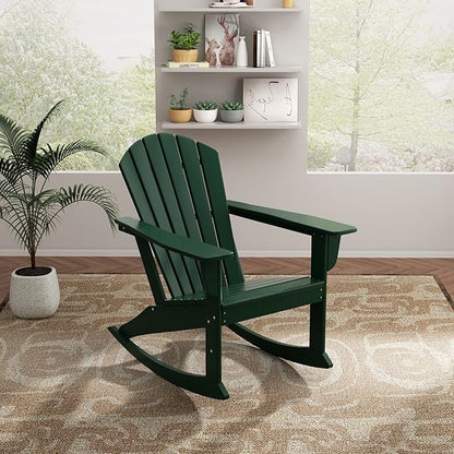 WO WESTIN OUTDOOR HDPE Altura Outdoor Rocking Poly Adirondack Chair, Dark Green
