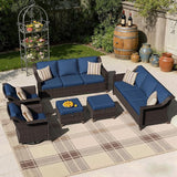 6 Pieces Patio Conversation Furniture Set - 2 Sofas, 2 Swivel Chairs, 2 Ottomansm - Photo 3
