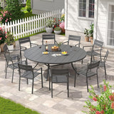 Patio Dining Table for 8-10, Round Metal Outdoor Table with 1.57" Umbrella Hole - Photo 2