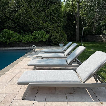 PURPLE LEAF Outdoor Chaise Lounge Chair Set of 2 with Cushion Aluminum Pool Side Sun Lounges Adjustable Reclining Patio Grey