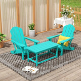 WO Home Furniture Adirondack Chairs Table Set of 3 PCS Outdoor Folding Chairs Coffee Table Weather/UV Resistant for Lawn - Photo 2