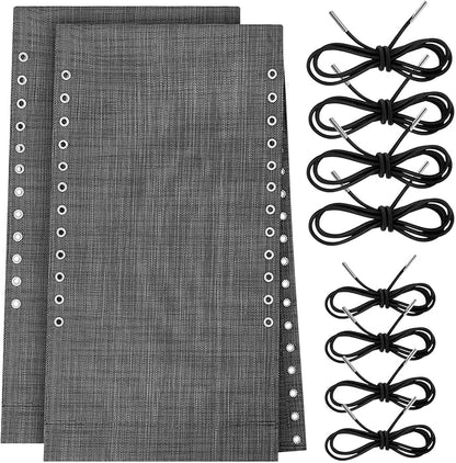 Queekay 2 Pcs Gravity Chair Replacement Fabric with 8 Bungee Cord Lounge Chair Cloth Mesh Patio Chair Repair Kit for Patio Recliner Outdoor Lawn Pool Beach Sling Chair (Black Grey,63" X 17")