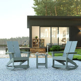 Flash Furniture Set of 2 Finn Modern Commercial Grade Adirondack Rocking Chairs - All-Weather Gray Poly Resin Wood - Photo 2