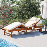 LUMISOL 77.5” Acacia Wood Chaise Lounge Chair, Patio Outdoor Chaise Lounge with Cushions, Adjustable Backrest, Leg Rest - Photo 2