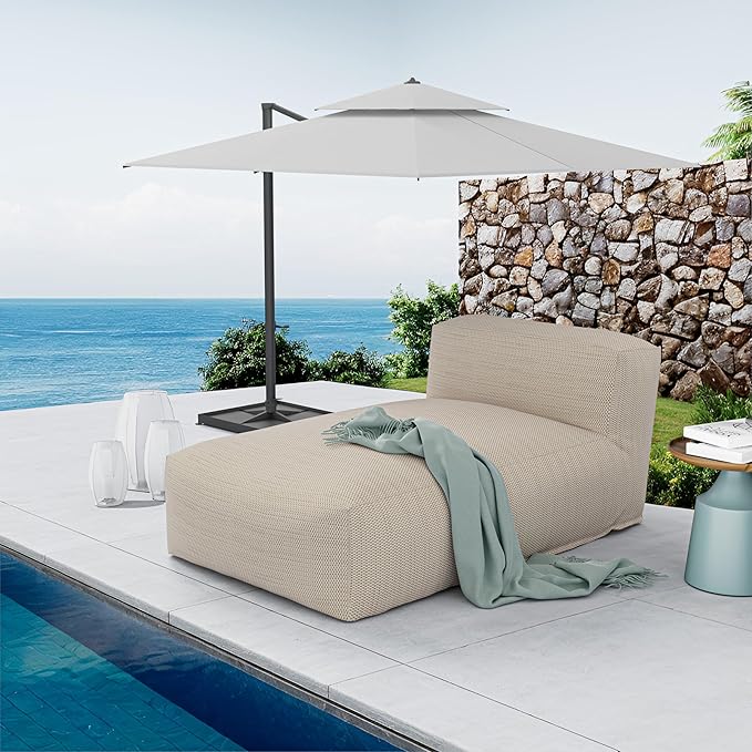Outdoor Bean Bed Chair Sun Lounger, Outdoor Couch Sofa for Patio & Pool, Foam Filling Day Bed Furniture - Photo 7