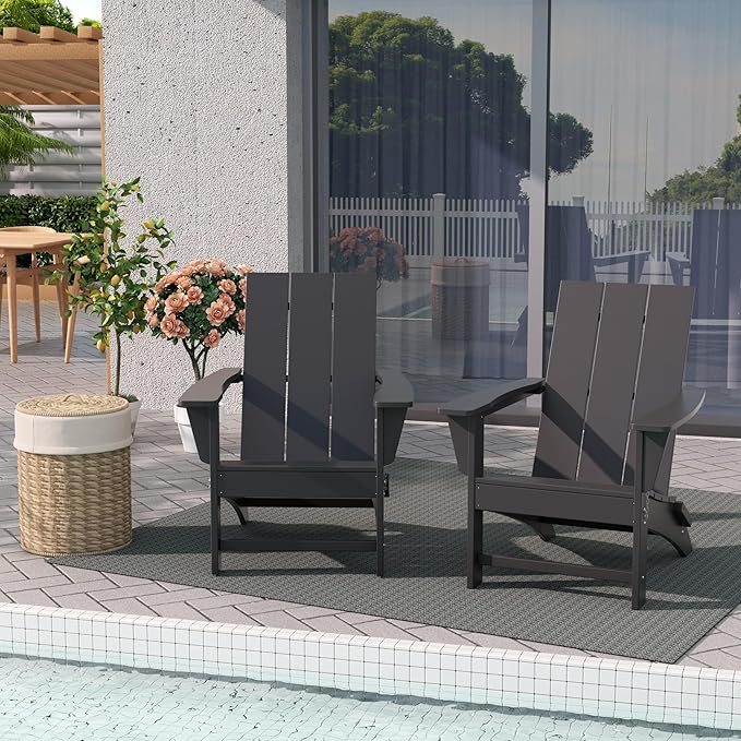 WestinTrends Ashore Modern Outdoor Folding Adirondack Chair (Set of 2), Gray