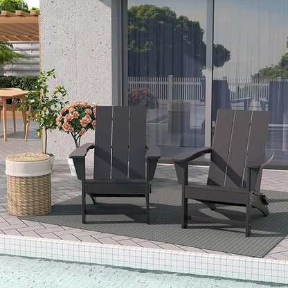 WestinTrends Ashore Modern Outdoor Folding Adirondack Chair (Set of 2), Gray