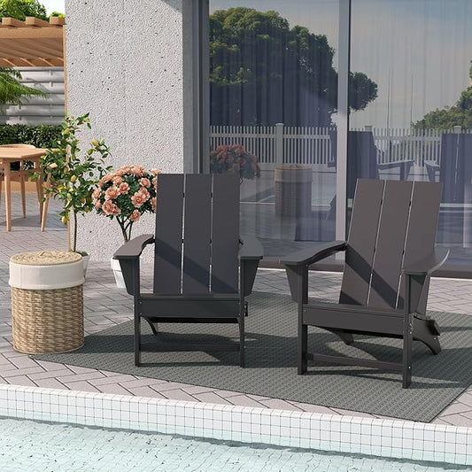 WestinTrends Ashore Modern Outdoor Folding Adirondack Chair (Set of 2), Gray