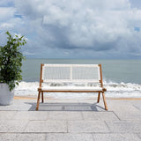 SAFAVIEH Outdoor Collection Kobina Natural Acacia Wood/White Rope Foldable Bench - Photo 8
