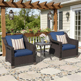 3 Pieces Patio Conversation Furniture Set - 2 Armchairs, 1 Side Table - Photo 5