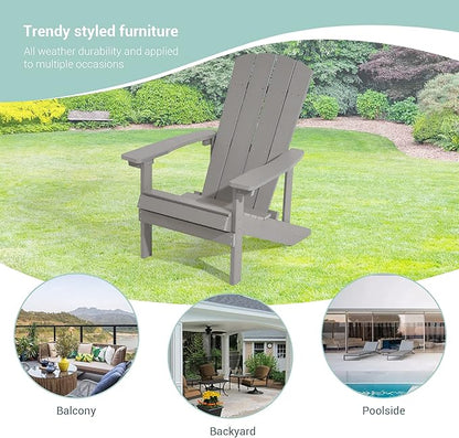 Adirondack Chairs, Plastic Adirondack Chair, All-Weather Resistant Adirondack Chairs, Widely Used in Outdoor, Fire Pit, Deck, Outside, Garden