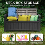 EconoHome 3 Seat Outdoor Storage Bench with Rain Cover - 90 Gallon Capacity - Weatherproof Resin Bench for Patio, Porch - Photo 3