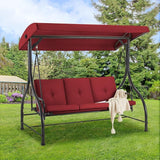 AECOJOY 3-Seat Outdoor Porch Swing with Adjustable Backrest and Canopy - Photo 1