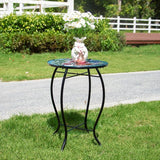 12 Inch Round Butterfly Glass Side Table, Patio Small Table, Outdoor Side Table, Outdoor Bar Table - Photo 5