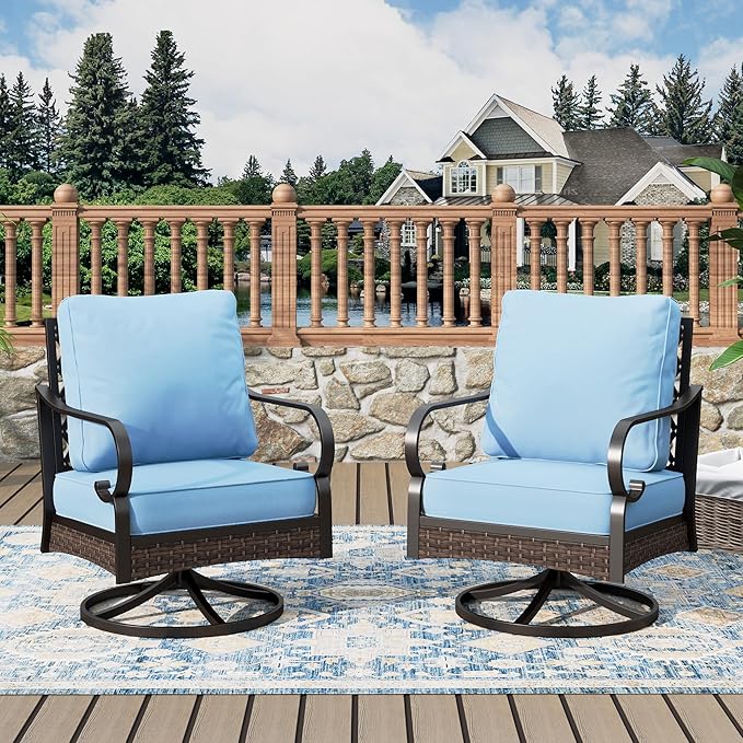 Patio Rocking Chairs Set of 2, Outdoor Sofa Chairs with Deep Seating and 5.75" Cushions - Photo 1