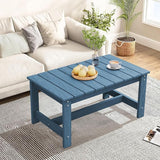 SERWALL Rectangle Outdoor Coffee Table, HDPE Patio Coffee Table, Navy - Photo 8