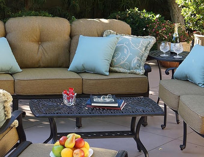 Darlee Elisabeth Cast Aluminum Rectangular Coffee Table, 21'' x 42'' Antique Bronze Finish