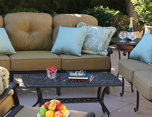Darlee Elisabeth Cast Aluminum Rectangular Coffee Table, 21'' x 42'' Antique Bronze Finish