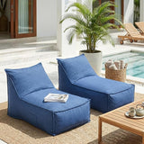 Christopher Knight Home Venny 48" L Outdoor Bean Bag Chair Set of 2, Fabric Bean Bag Chair for Adults and Kids - Photo 1