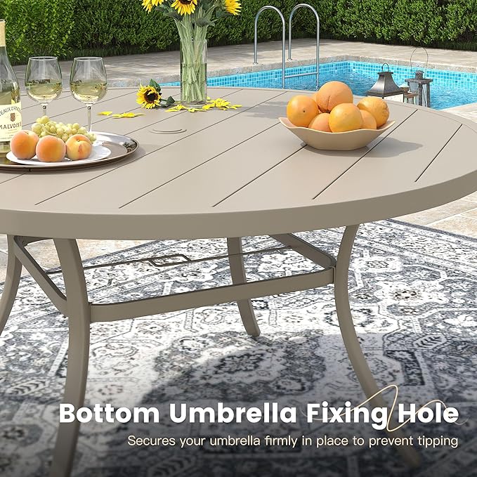 VICLLAX 60" Outdoor Round Patio Dining Table for 8-10 - Photo 6