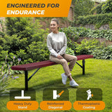 Heavy-Duty Outdoor Metal Bench, Thermoplastic-Coated, Inground, Weatherproof, Commercial-Grade for Parks, Gardens - Photo 4