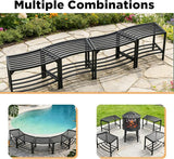 Heavy-Duty Outdoor Metal Benches Set of 4, Backless Curved Fire Pit Seating with Weatherproof, Quick Assembly for Patio - Photo 3