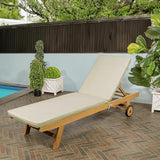 JONATHAN Y LNG1000E Mallorca 77.56"x23.62" Modern Classic Adjustable Acacia Wood Chaise Outdoor Lounge Chair with - Photo 2