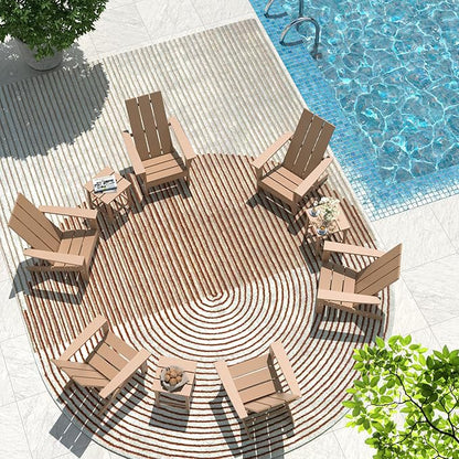 9 Pieces Adirondack Chair Set Outdoor Adirondack Chair Plastic HDPE All-Weather Adirondack Chairs Outdoor Fire Pit Chairs with Table for Deck Patio Garden（Brown）